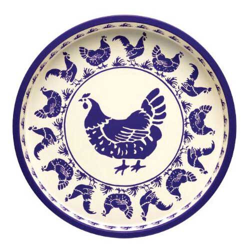 Emma Bridgewater Round Tin Tray Blue Hens 300mm